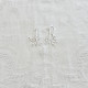 Nappe brodée main antique deux monogrammes JR damassé lin 175x250cm - Villa Farese