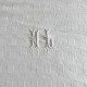 Nappe brodée main antique monogramme ML damassé lin 135x180cm - Villa Farese