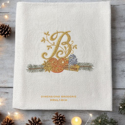 Serviette brodée personnalisée Noël à votre initiale