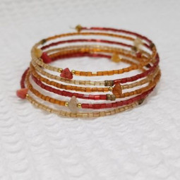 Bracelet multi-rangs rouge, orange et beige - Villa Farèse