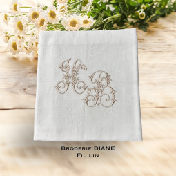 Serviette de table brodée personnalisée à vos initiales vintage - Monogramme Diane - Villa Farese