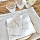 Serviette de table brodée personnalisée à vos initiales damassé vintage - Villa Farese